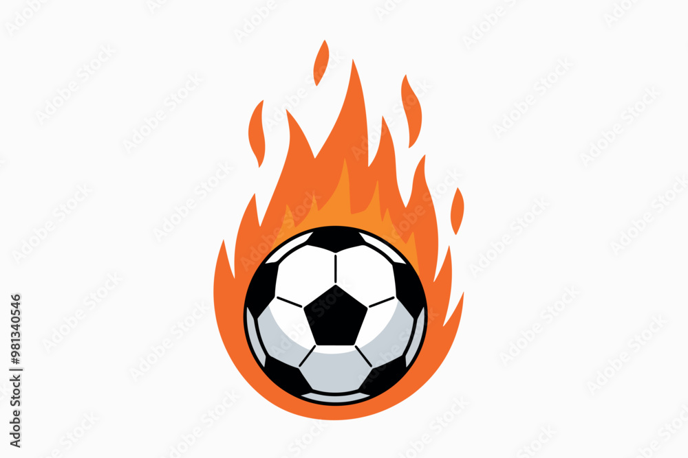 Fototapeta premium Soccer ball on fire, sports concept.