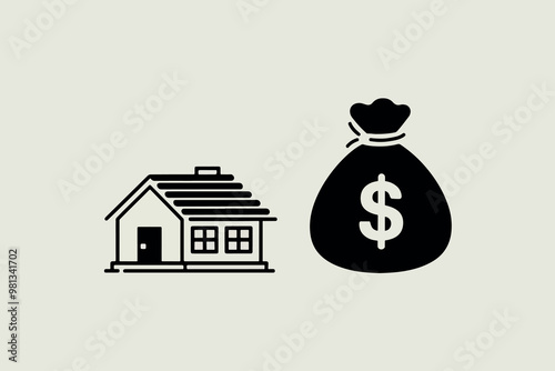 House and money bag, property and investment concept.