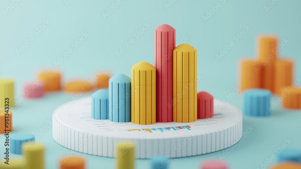 A colorful stack of blocks with a white background A colorful stack of blocks with a white background