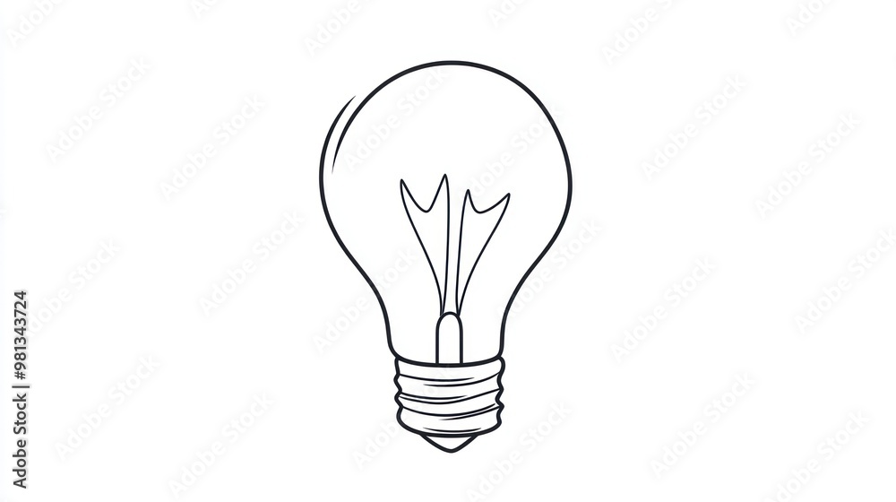 Simple Line Drawing of a Light Bulb Symbolizing Ideas and Creativity in a Minimalist Style on a White Background Simple Line Drawing of a Light Bulb Symbolizing Ideas and Creativity in a Minimalist Style on a White Background