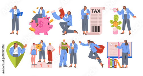 businesswoman set. Flat Vector Illustration