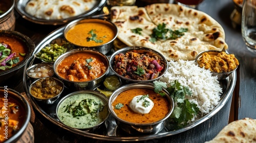 Delectable Indian Feast: An Array of Aromatic Curries and Flatbreads