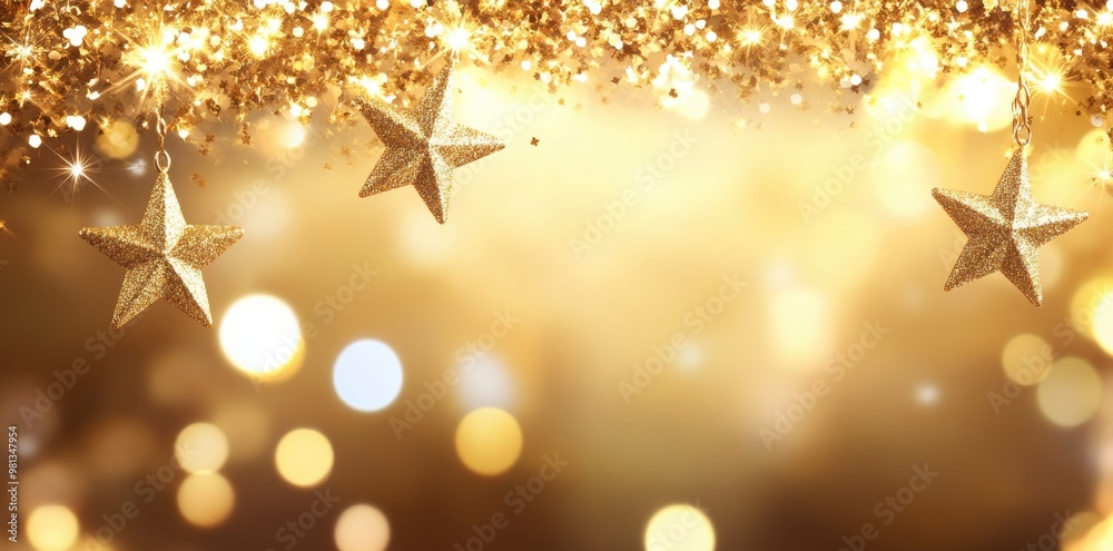 A festive display featuring golden stars against a shimmering, sparkling background, creating a warm, celebratory atmosphere. A festive display featuring golden stars against a shimmering, sparkling background, creating a warm, celebratory atmosphere.