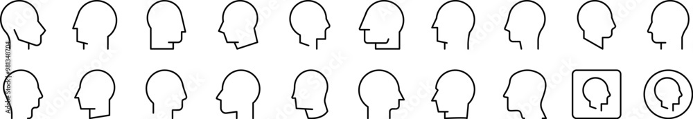 Set of Line Icons of Faceless Person Profile. Editable Stroke. Minimalistic Linear Pictogram for Design of Cards, Apps, Banners, Posts Set of Line Icons of Faceless Person Profile. Editable Stroke. Minimalistic Linear Pictogram for Design of Cards, Apps, Banners, Posts
