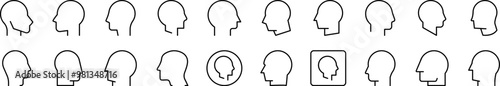 Pack of Line Icons of Faceless Person Profile. Editable Stroke. Minimalistic Linear Pictogram for Design of Cards, Apps, Banners, Posts