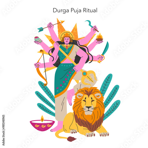 Navaratri. Flat Vector Illustration