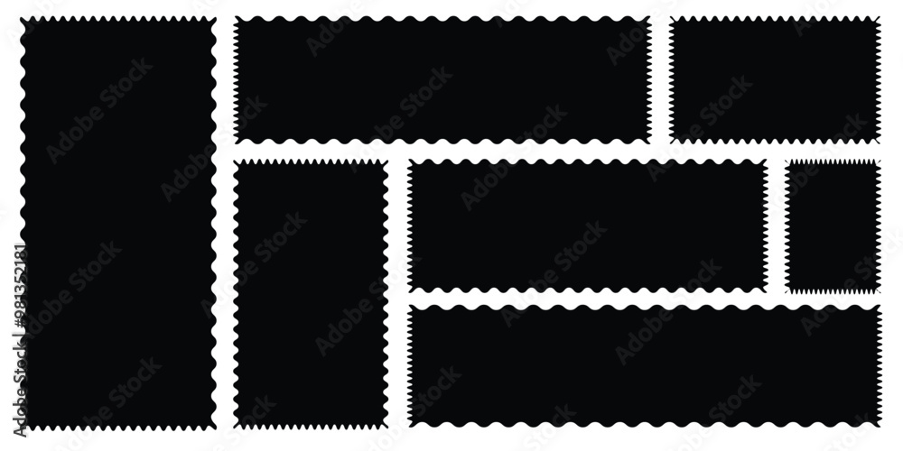 Zig zag edge rectangle shape collection. Jagged rectangle. Isolated elements for design of text box, badge, banner. Zig zag edge rectangle shape collection. Jagged rectangle. Isolated elements for design of text box, badge, banner.