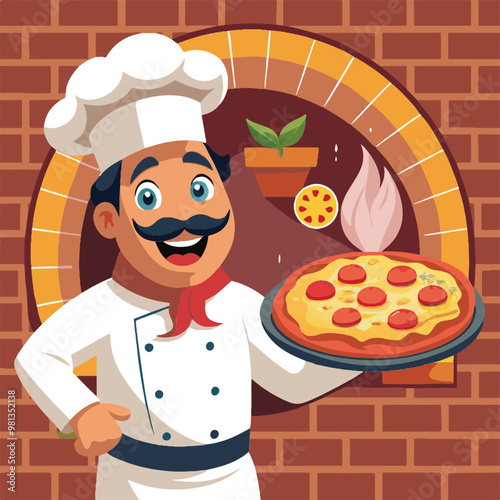 chef holding pizza