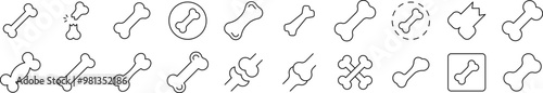 Bones Thin Icons Collection. Editable Stroke. Suitable for Web Sites, Books, Cards, Apps