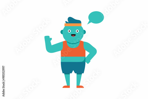 Talking fit character vector art illustration photo