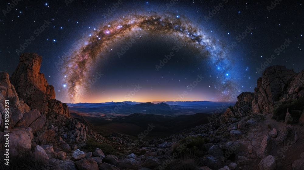 Milky Way Arching Over Mountains