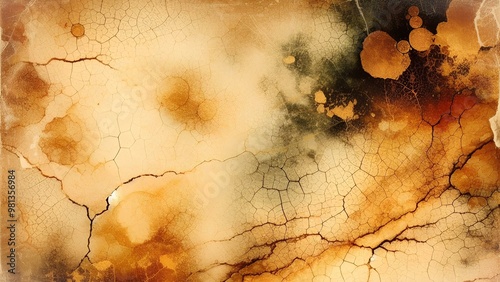 Vintage grunge background with colors like stains, cracks and golden brown and yellow paper texture.