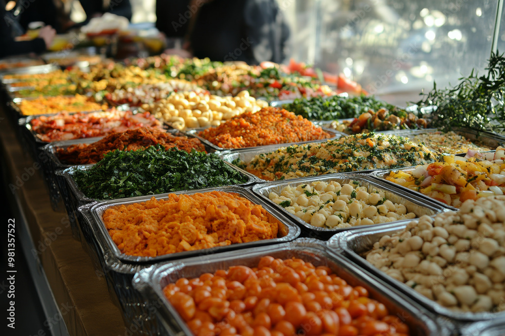 Obraz premium A table full of food with many different types of food