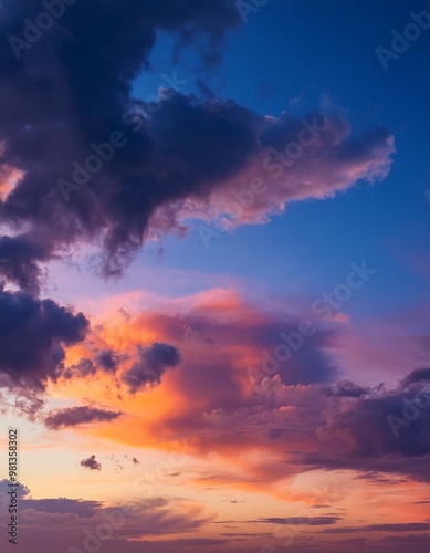 Fond d'écran d'un ciel crépusculaire éclatant avec des teintes vives de rouge et d'orange, parsemé de nuages doux.