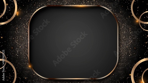 Abstract dark black background with golden frame