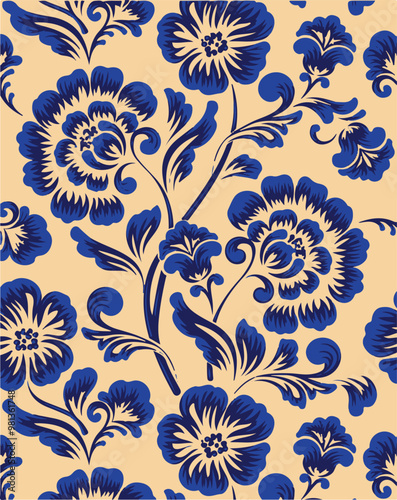 Flowers seamless pattern. vector illustration. Abstract flowers, floral vector with leaves