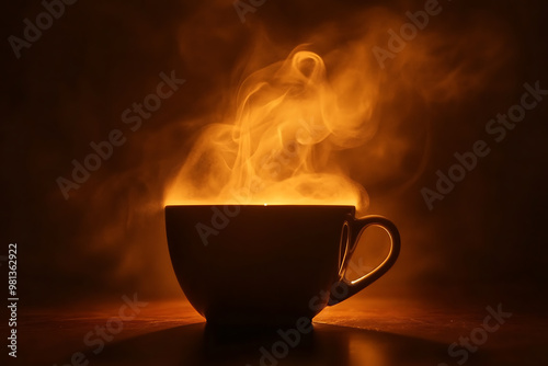 An icon of a steaming hot coffee cup with visible steam rising, representing warmth and comfort.