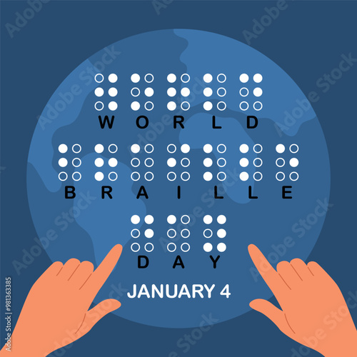 World braille day. Braille alphabet for blind people. 4 January. Holiday concept.