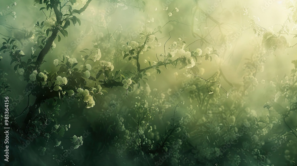 Obraz premium Romantic scene of an orchard with soft light and a dreamy tranquil quality