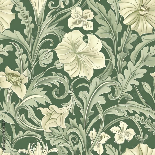 Vintage Muster, Seamless Pattern - Pflanzen, Blüten, Blumen