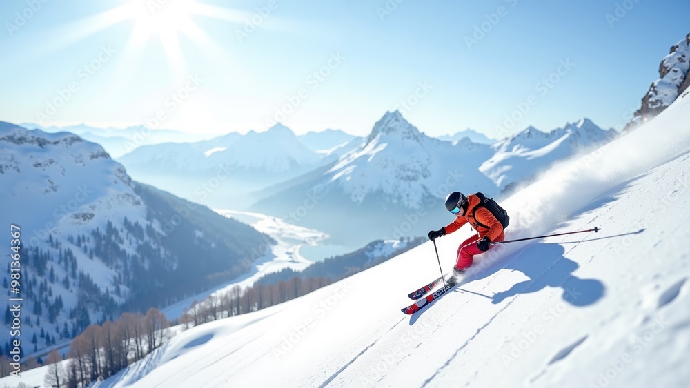 skier on the top of mountain skier on the top of mountain