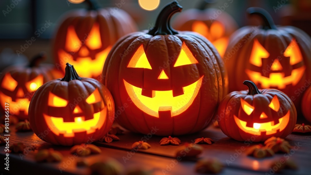 Fototapeta premium halloween pumpkin on a dark background