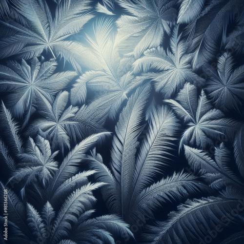 frosted feathers on glass