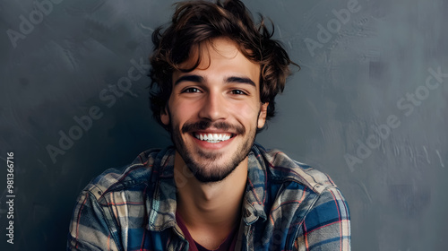 Happy successful young man with a pleased smile.