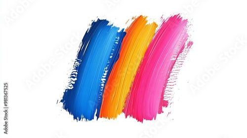 Colored strokes of acrylic paint Thick paint layers with visible brush bristle textures resembling cosmetic lipstick or heavy acrylic paint applications Vector image for design elements photo