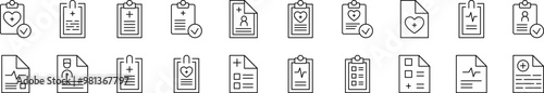 Medical Prescription Bundle of Thin Icons. Editable Stroke. Suitable for Web Sites, Books, Cards, Apps