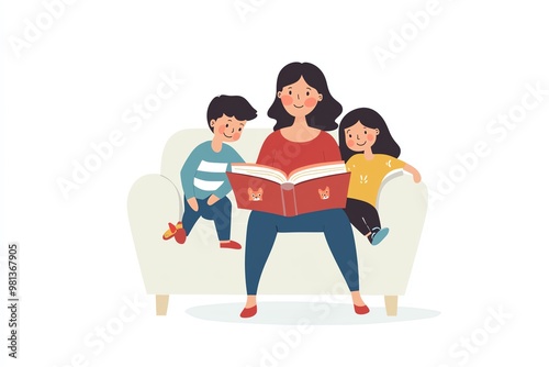 Teacher Reading to Attentive Children in a Classroom Setting – A Calm and Educational Illustration Highlighting Storytelling, Learning, and Early Childhood Education