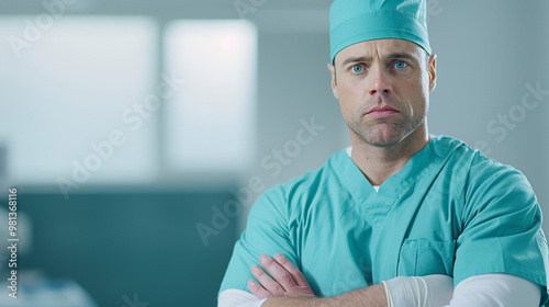 Modern Doctor Contemplating in a Bright Medical Center