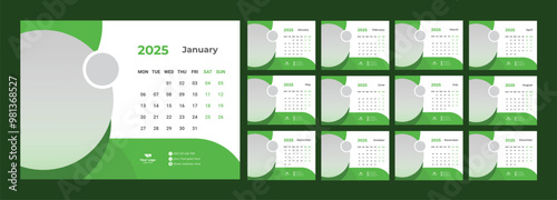 Desk Calendar Template 2025, New Year 2025 table calendar, Minimalist desk calendar 2025 template