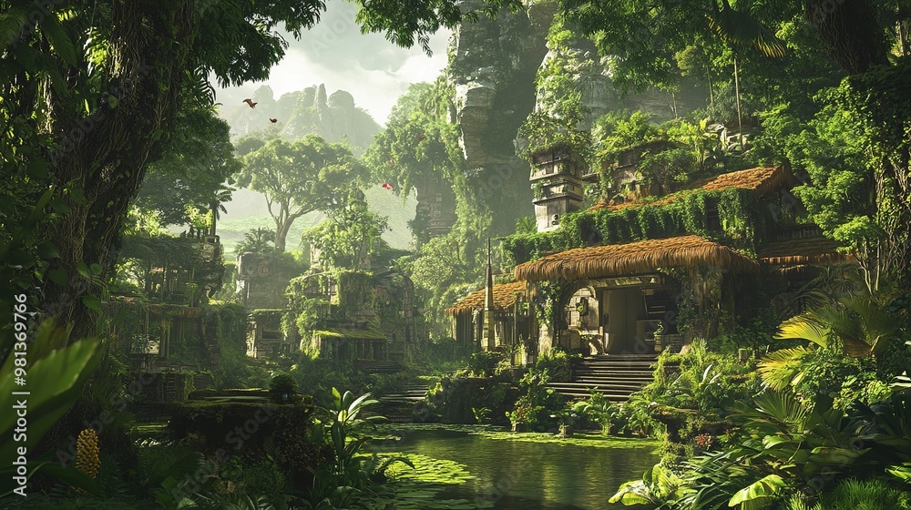 Immerse yourself in the vibrant tapestry of a tropical rainforest, where nature's wonders intertwine with technological advancements Immerse yourself in the vibrant tapestry of a tropical rainforest, where nature's wonders intertwine with technological advancements