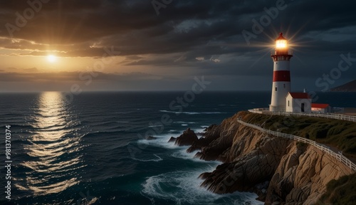 Serene Lighthouse at Sunset