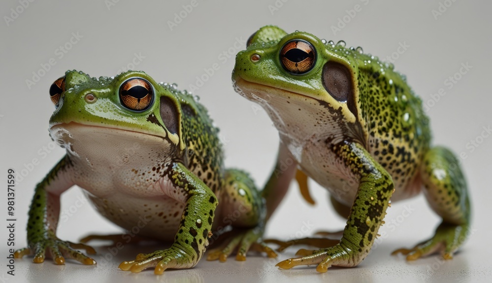 Fototapeta premium Pair of Colorful Frogs on Display