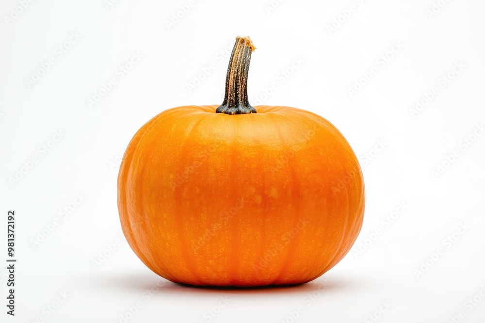 Bright Orange Pumpkin Against White Background Bright Orange Pumpkin Against White Background