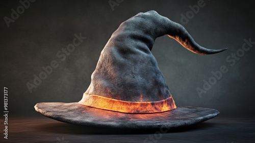 Detailed 3D illustration of a spooky witch hat Ideal for enhancing Halloween decorations costumes or themed parties photo