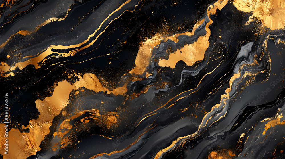 Black and gold marble abstract background. decorative acrylic paint pouring rock marble texture. horizontal black and gold wavy abstract pattern, created with generative ai. Marble. Illustration Black and gold marble abstract background. decorative acrylic paint pouring rock marble texture. horizontal black and gold wavy abstract pattern, created with generative ai. Marble. Illustration