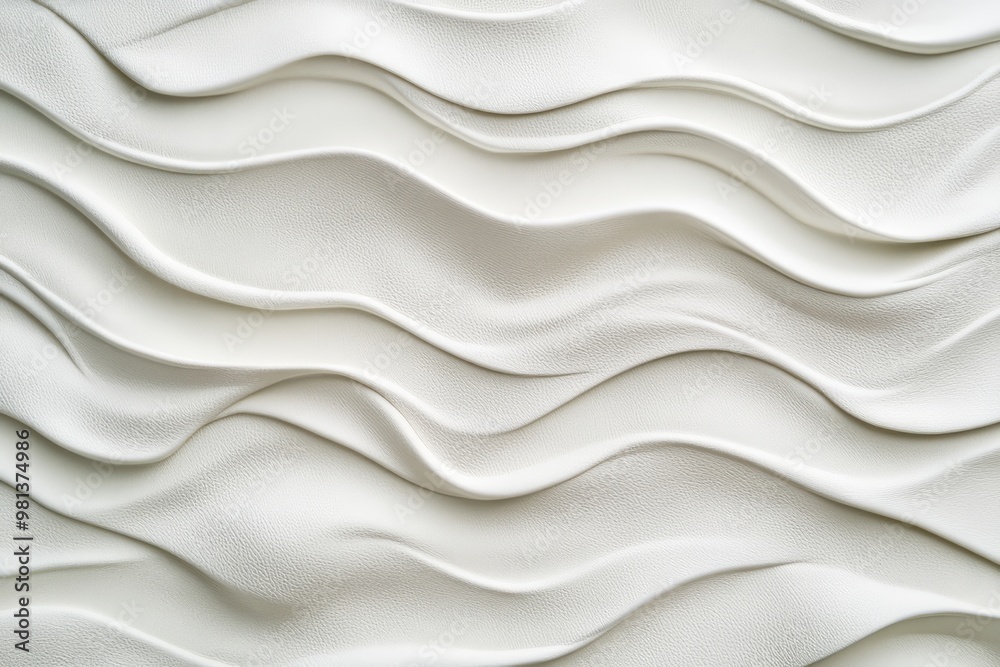 Fototapeta premium Soft waves across white leather texture
