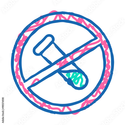 gmo free flask crossed out mark doodle icon sketch vector. gmo free flask crossed out mark sign. isolated symbol illustration