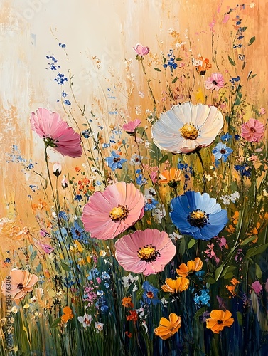Vibrant Floral Landscape with Colorful Flowers