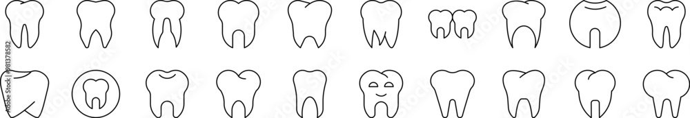 Teeth and Stomatology Bundle of Thin Icons. Editable Stroke. Suitable for Web Sites, Books, Cards, Apps Teeth and Stomatology Bundle of Thin Icons. Editable Stroke. Suitable for Web Sites, Books, Cards, Apps