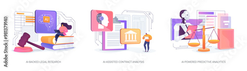 AI in Legal Services abstract concept vector illustrations.