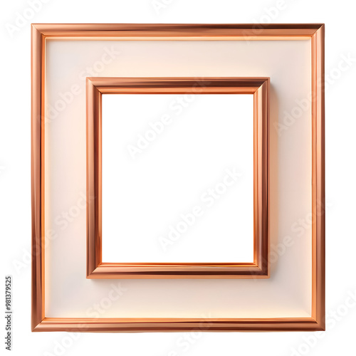 Copper photo frame isolated on transparent background