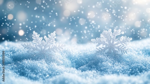 Snowflakes on sparkling snow, winter wonderland