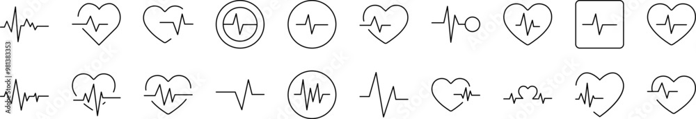 Pulse and Cardiogram Related Line Icons for Web Sites, Books, Cards, Apps. Editable Stroke. Suitable for Web Sites, Books, Cards, Apps Pulse and Cardiogram Related Line Icons for Web Sites, Books, Cards, Apps. Editable Stroke. Suitable for Web Sites, Books, Cards, Apps