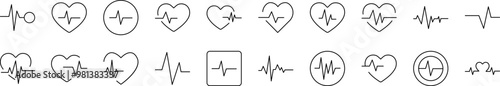 Pulse and Cardiogram Pack of Thin Icons. Editable Stroke. Suitable for Web Sites, Books, Cards, Apps