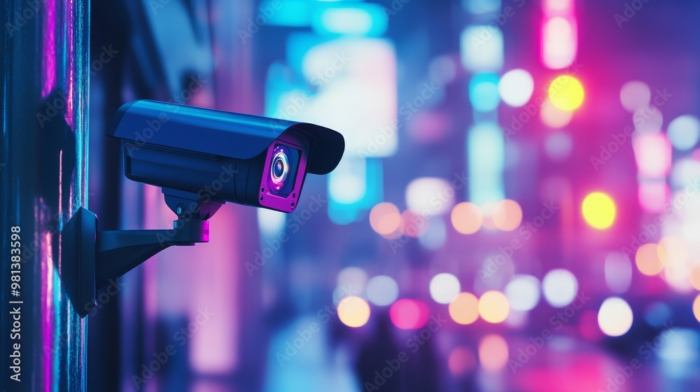 security camera on city street at night security camera on city street at night