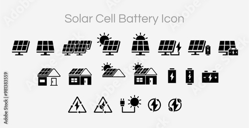 Solar Cell Battery Icon Set